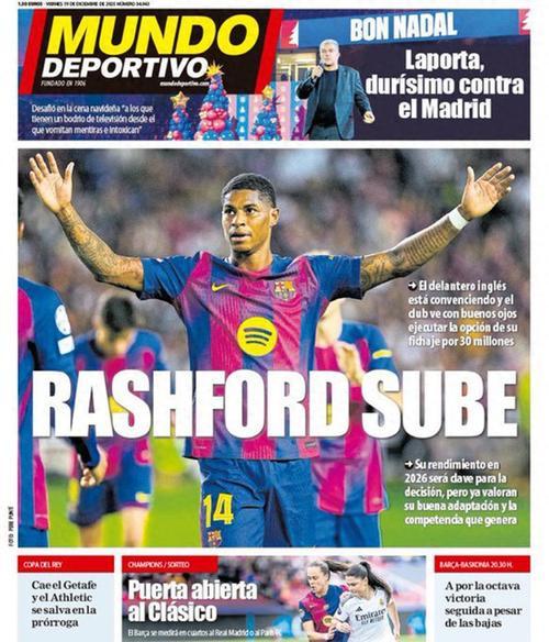 巴萨欲执行拉什福德买断条款 曼联想要3000万欧