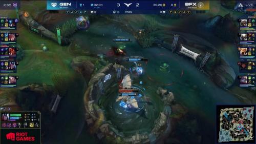 GEN 1-0 BFX：Chovy超神瑞兹接管团战，GEN三线发力拿下首局